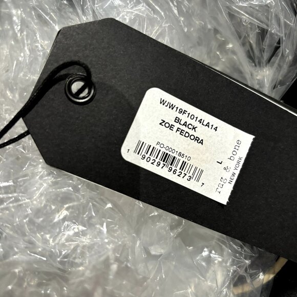 NWT Rag & Bone Zoe Fedora Wide Brim Wool Felt Hat Ribbon Band Black Wool NEW - Picture 6 of 7